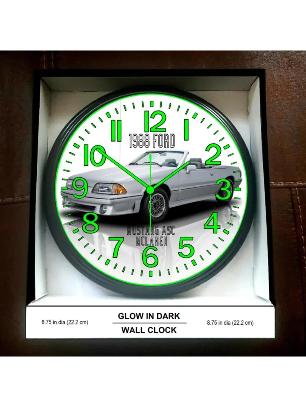 1988 Ford Mustang McLaren Glow In The Dark Wall Clock New!